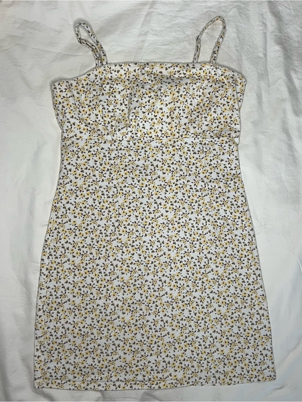 wild fable White Mini Dress with Yellow and Brown Floral Print